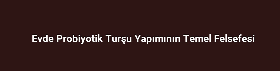 Evde Probiyotik Turşu Yapımının Temel Felsefesi