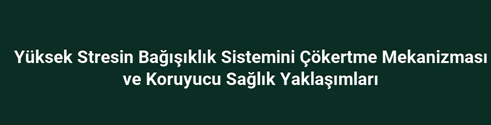 Yüksek Stresin Bağışıklık Sistemini Çökertme Mekanizması ve Koruyucu Sağlık Yaklaşımları