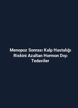 Menopoz Sonrası Kalp Hastalığı Riskini Azaltan Hormon Dışı Tedaviler