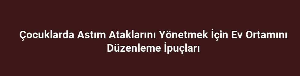 Çocuklarda Astım Ataklarını Yönetmek İçin Ev Ortamını Düzenleme İpuçları