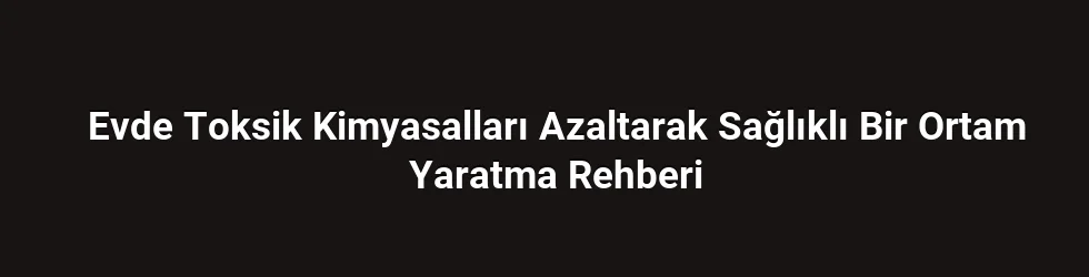 Evde Toksik Kimyasalları Azaltarak Sağlıklı Bir Ortam Yaratma Rehberi