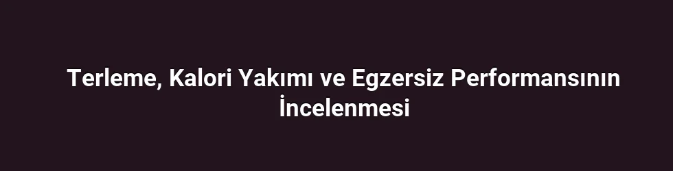 Terlemenin Temel Rolü: Vücut Isısını Düzenleme ve Enerji Tüketimi