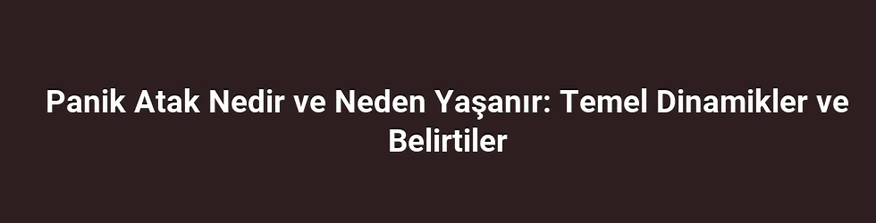 Panik Atak Nedir ve Neden Yaşanır: Temel Dinamikler ve Belirtiler