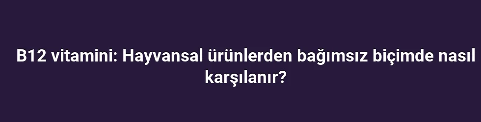 B12 vitamini: Hayvansal ürünlerden bağımsız biçimde nasıl karşılanır?