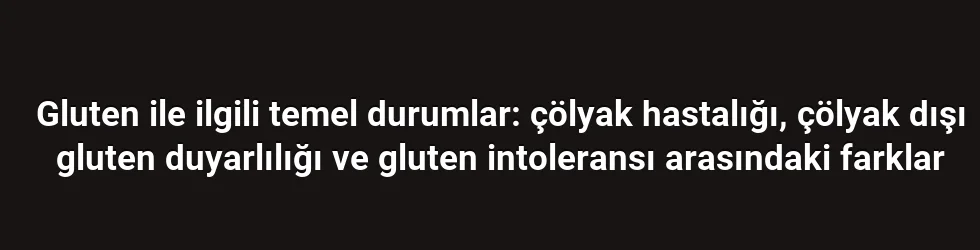Gluten ile ilgili temel durumlar: çölyak hastalığı, çölyak dışı gluten duyarlılığı ve gluten intoleransı arasındaki farklar