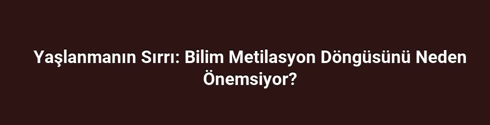 Yaşlanmanın Sırrı: Bilim Metilasyon Döngüsünü Neden Önemsiyor?