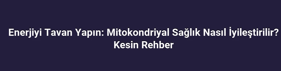 Enerjiyi Tavan Yapın: Mitokondriyal Sağlık Nasıl İyileştirilir? Kesin Rehber