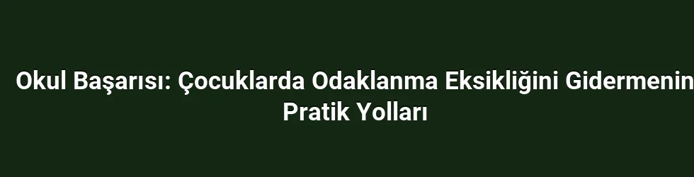 Okul Başarısı: Çocuklarda Odaklanma Eksikliğini Gidermenin Pratik Yolları
