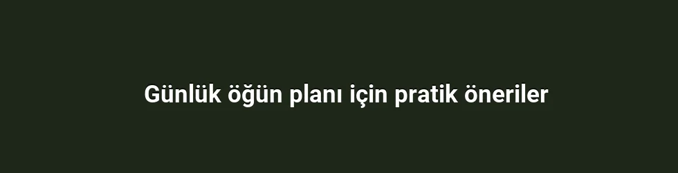 Günlük öğün planı için pratik öneriler