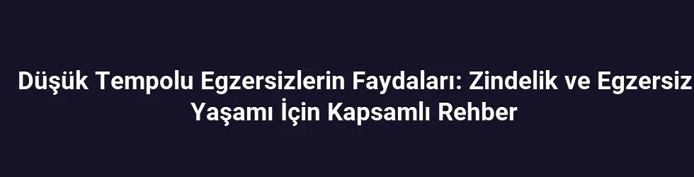 Düşük Tempolu Egzersizlerin Faydaları: Zindelik ve Egzersiz Yaşamı İçin Kapsamlı Rehber