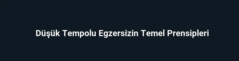 Düşük Tempolu Egzersizin Temel Prensipleri