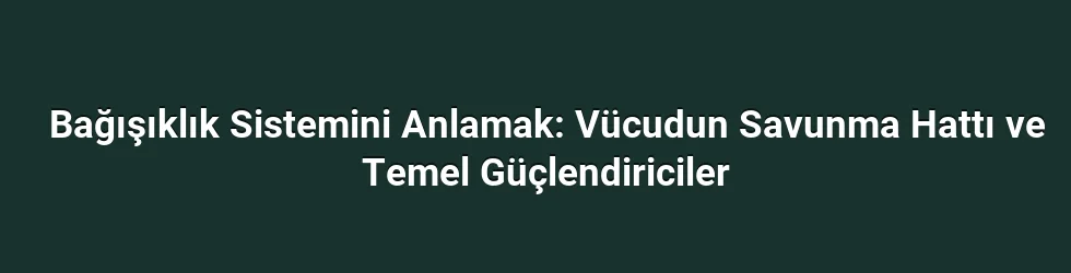 Bağışıklık Sistemini Anlamak: Vücudun Savunma Hattı ve Temel Güçlendiriciler