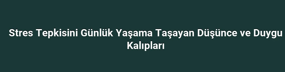 Stres Tepkisini Günlük Yaşama Taşayan Düşünce ve Duygu Kalıpları