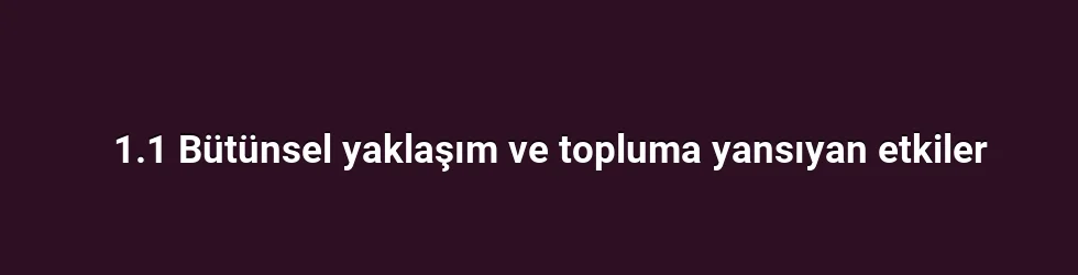 1.1 Bütünsel yaklaşım ve topluma yansıyan etkiler