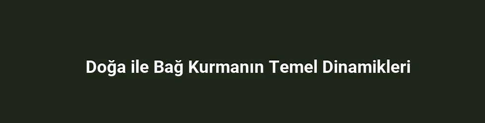 Doğa ile Bağ Kurmanın Temel Dinamikleri