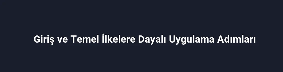 Giriş ve Temel İlkelere Dayalı Uygulama Adımları