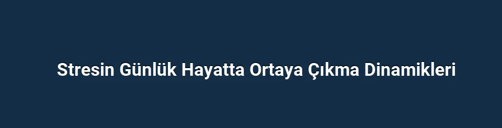 Stresin Günlük Hayatta Ortaya Çıkma Dinamikleri