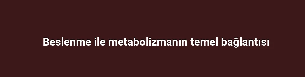 Beslenme ile metabolizmanın temel bağlantısı