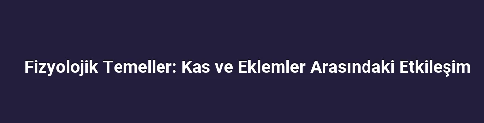 Fizyolojik Temeller: Kas ve Eklemler Arasındaki Etkileşim