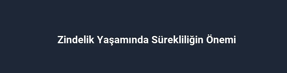Zindelik Yaşamında Sürekliliğin Önemi