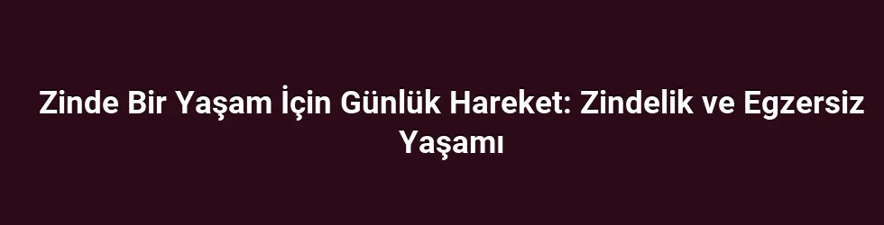 Zinde Bir Yaşam İçin Günlük Hareket: Zindelik ve Egzersiz Yaşamı