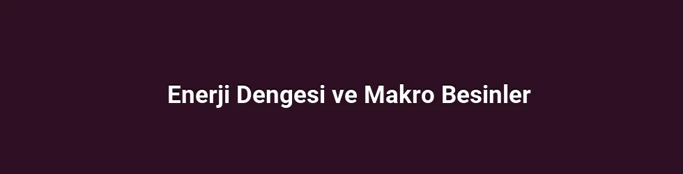 Enerji Dengesi ve Makro Besinler