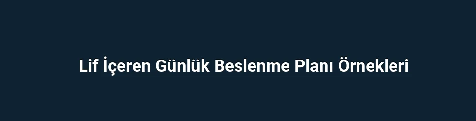 Lif İçeren Günlük Beslenme Planı Örnekleri