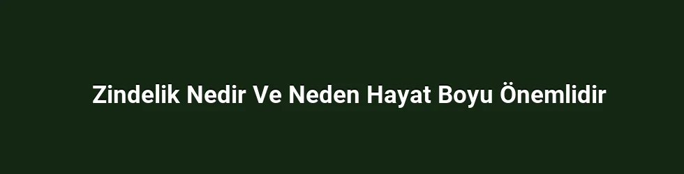 Zindelik Nedir Ve Neden Hayat Boyu Önemlidir