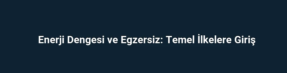 Enerji Dengesi ve Egzersiz: Temel İlkelere Giriş