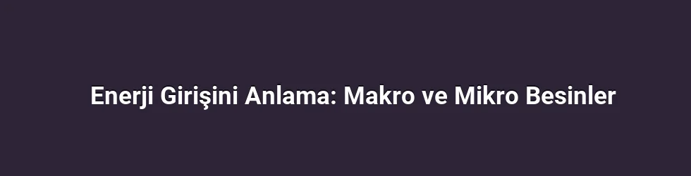 Enerji Girişini Anlama: Makro ve Mikro Besinler