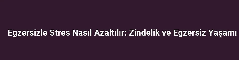 Egzersizle Stres Nasıl Azaltılır: Zindelik ve Egzersiz Yaşamı