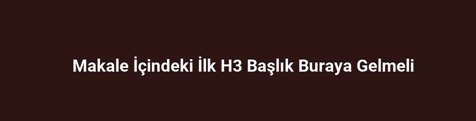 Makale İçindeki İlk H3 Başlık Buraya Gelmeli